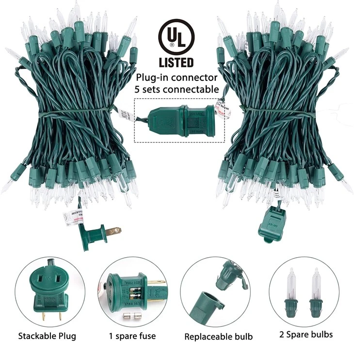 100 Count 25 Feet Clear Christmas String Lights