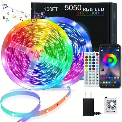 ไฟ LED Strip อัจฉริยะ RGB เปลี่ยนสีได้ 65.6 ฟุตการควบคุมระยะไกลและแอพ